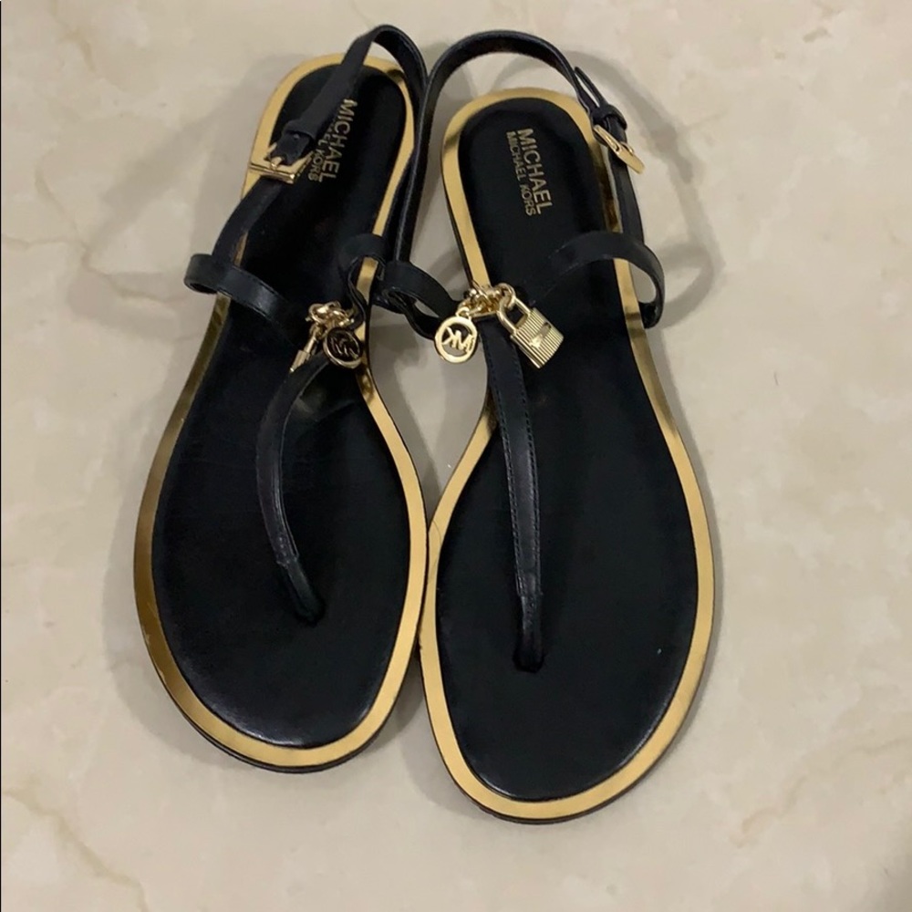 Michael Kors Black T-Strap Sandals